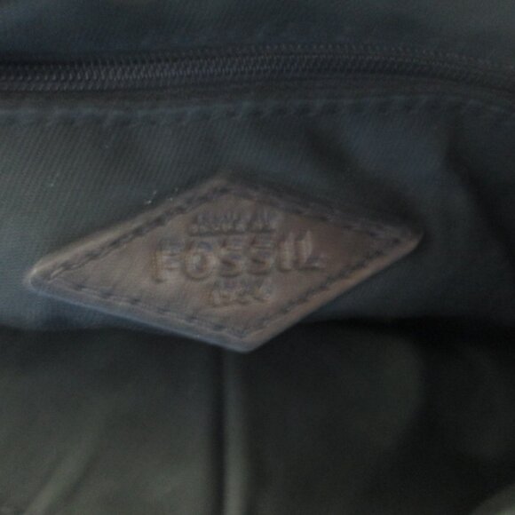 Fossil Leather black Crossbody Bag Purse zip top back slide pocket adjustable - Picture 13 of 13